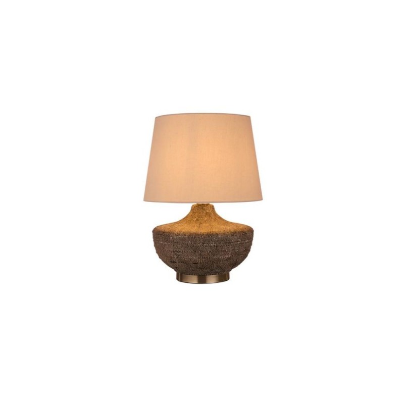 Searchlight-44210AB - Avaya - Textured Ceramic Table Lamp with Beige Linen Shade