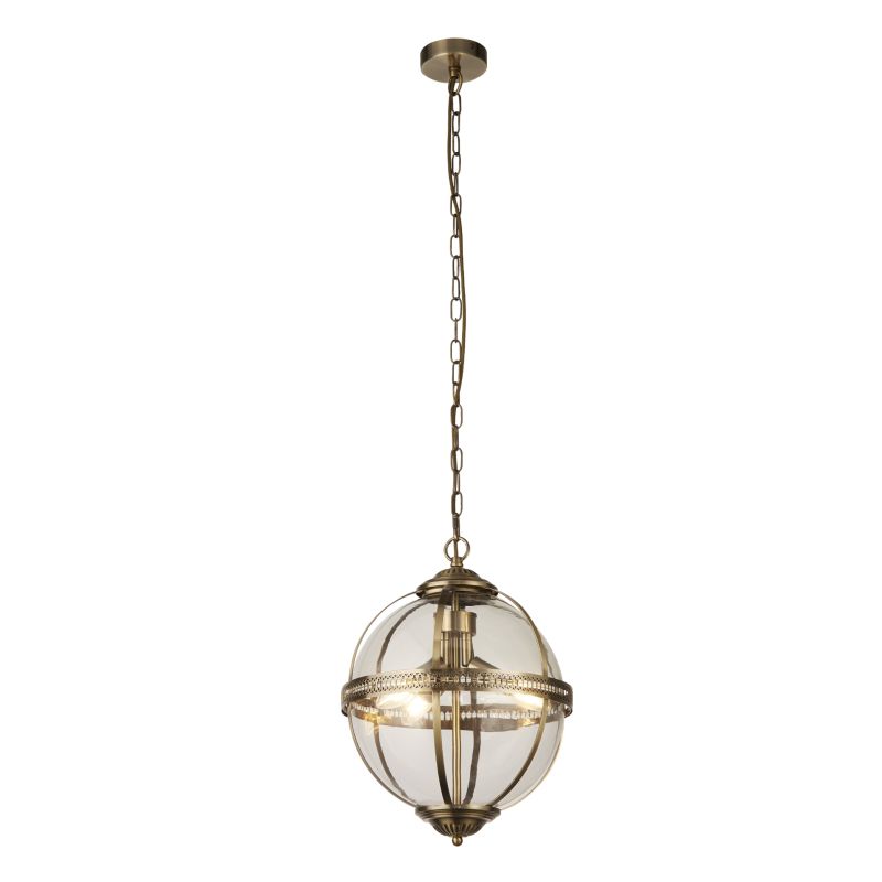 Searchlight-44213-3AB - Coronet - Antique Brass 3 Light Lantern Pendant