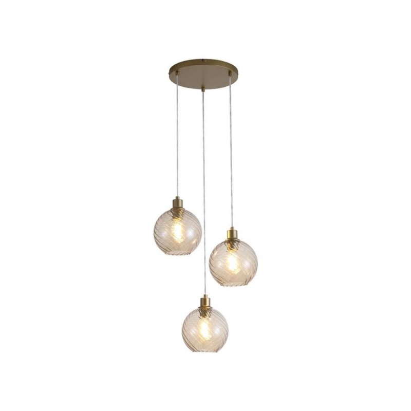 Searchlight-44520-3CP - Radiance - Matt Gold 3 Light Cluster Pendant with Champagne Swirled Glass
