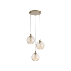 Radiance - Matt Gold 3 Light Cluster Pendant with Champagne Swirled Glass