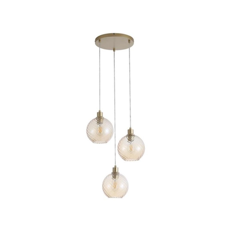 Searchlight-44520-3CP - Radiance - Matt Gold 3 Light Cluster Pendant with Champagne Swirled Glass