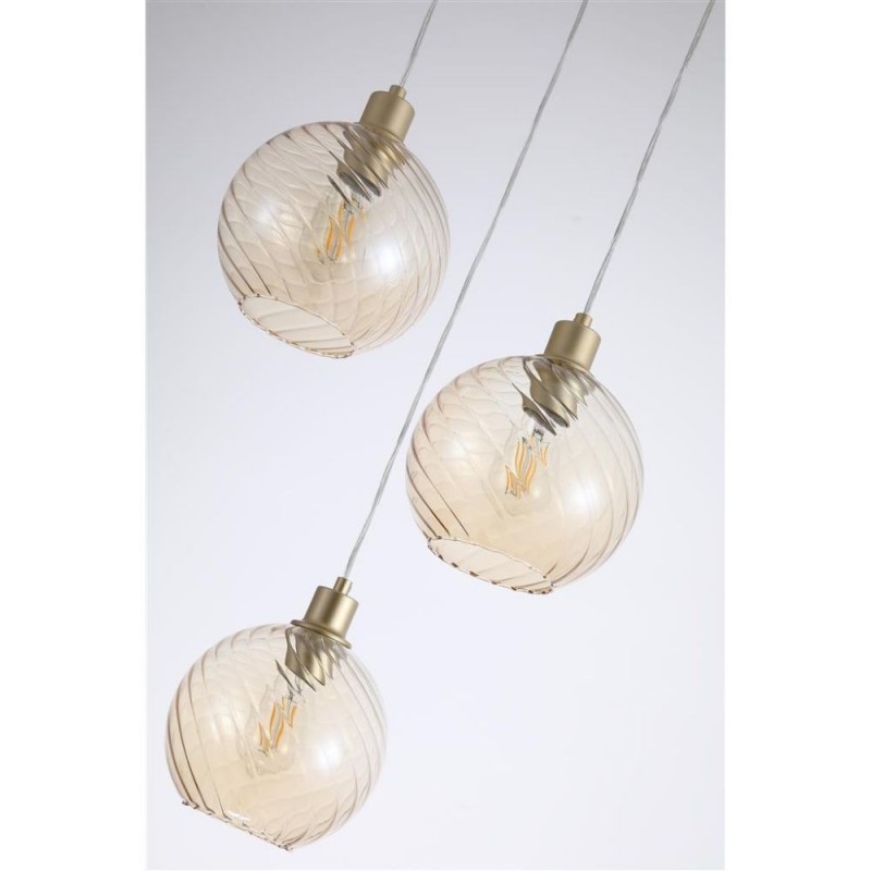 Searchlight-44520-3CP - Radiance - Matt Gold 3 Light Cluster Pendant with Champagne Swirled Glass