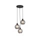 Searchlight-44520-3SM - Radiance - Matt Black 3 Light Cluster Pendant with Smoked Swirled Glass