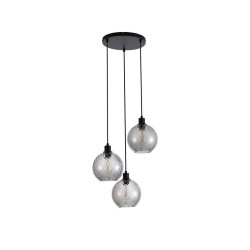 Radiance - Matt Black 3 Light Cluster Pendant with Smoked Swirled Glass