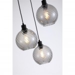 Radiance - Matt Black 3 Light Cluster Pendant with Smoked Swirled Glass
