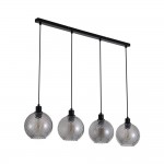 Radiance - Matt Black 4 Light over Island Fitting with Smoked Swirled Glass