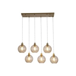 Radiance - Matt Gold 6 Light over Island Fitting with Champagne Swirled Glass
