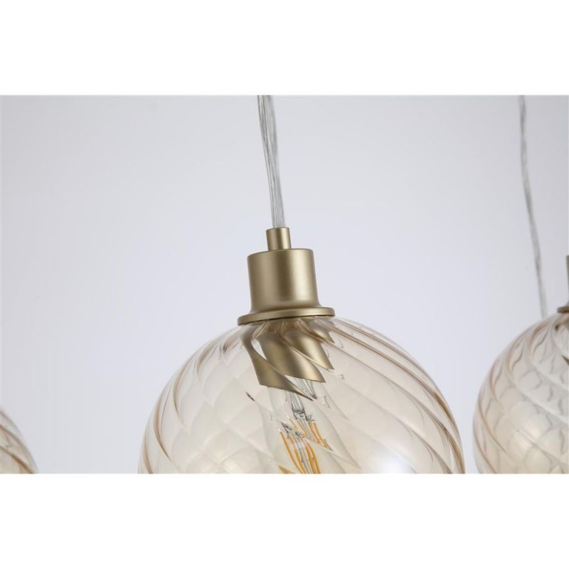 Searchlight-44520-6CP - Radiance - Matt Gold 6 Light over Island Fitting with Champagne Swirled Glass
