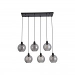 Radiance - Matt Black 6 Light over Island Fitting with Smoked Swirled Glass