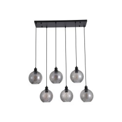 Radiance - Matt Black 6 Light over Island Fitting with Smoked Swirled Glass