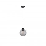 Radiance - Matt Black Pendant with Smoked Swirled Glass