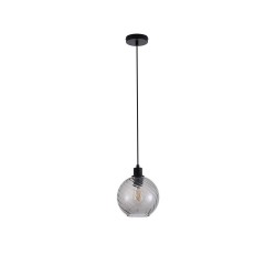 Radiance - Matt Black Pendant with Smoked Swirled Glass