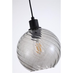 Radiance - Matt Black Pendant with Smoked Swirled Glass