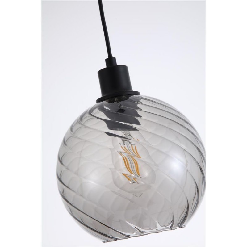 Searchlight-44520SM - Radiance - Matt Black Pendant with Smoked Swirled Glass