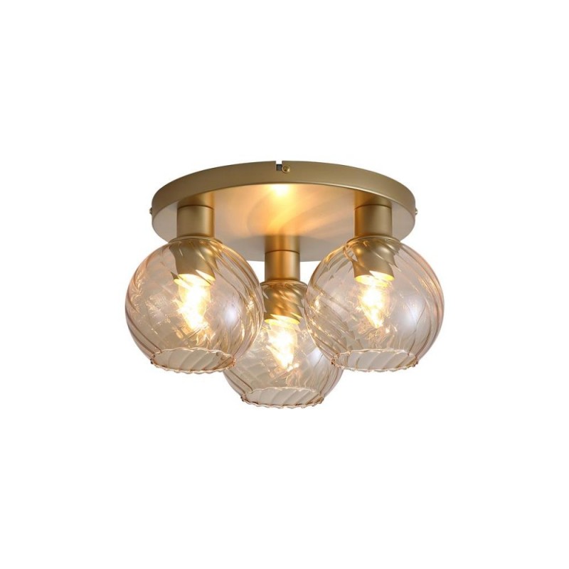 Searchlight-44521CP - Radiance - Matt Gold 3 Light Semi Flush with Champagne Swirled Glass