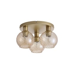Radiance - Matt Gold 3 Light Semi Flush with Champagne Swirled Glass