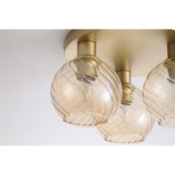 Radiance - Matt Gold 3 Light Semi Flush with Champagne Swirled Glass