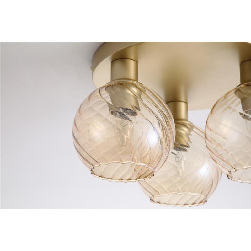 Searchlight-44521CP - Radiance - Matt Gold 3 Light Semi Flush with Champagne Swirled Glass