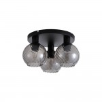 Radiance - Matt Black 3 Light Semi Flush with Smoked Swirled Glass