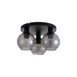 Radiance - Matt Black 3 Light Semi Flush with Smoked Swirled Glass