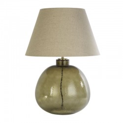 Zenith - Green Glass Table Lamp with Natural Linen Shade Zenith - Green Glass Table Lamp with Natural Linen Shade