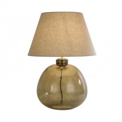 Zenith - Green Glass Table Lamp with Natural Linen Shade Zenith - Green Glass Table Lamp with Natural Linen Shade
