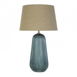 Cameo - Blue Glass Table Lamp with Natural Linen Shade Cameo - Blue Glass Table Lamp with Natural Linen Shade