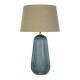 Searchlight-44652AZ - Cameo - Blue Glass Table Lamp with Natural Linen Shade