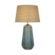 Searchlight-44652AZ - Cameo - Blue Glass Table Lamp with Natural Linen Shade