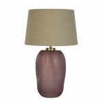 Amethyst - Pink Glass Table Lamp with Natural Linen Shade