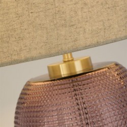 Amethyst - Pink Glass Table Lamp with Natural Linen Shade Amethyst - Pink Glass Table Lamp with Natural Linen Shade