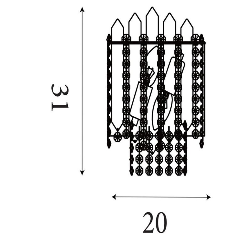 Searchlight-44710-2GO - Spear - Gold 2 Light Wall Lamp with Crystal