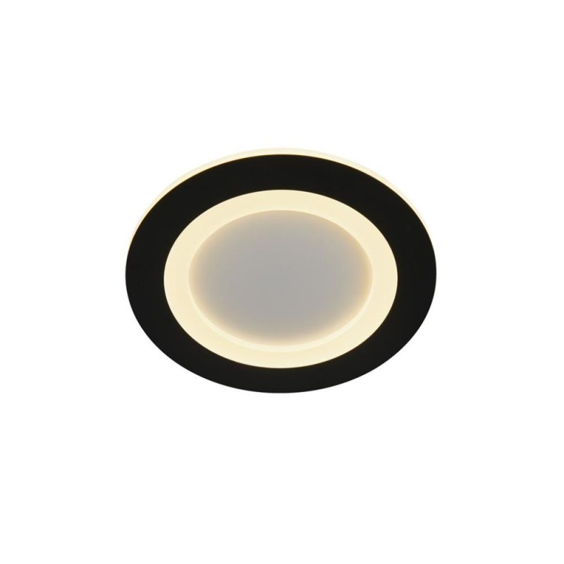 Searchlight-44712BK - Ringo - Matt Black & White CCT Flush with Remote Control ∅ 25 cm