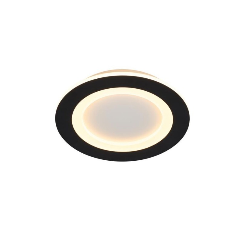 Searchlight-44713BK - Ringo - Matt Black & White CCT Flush with Remote Control ∅ 39 cm