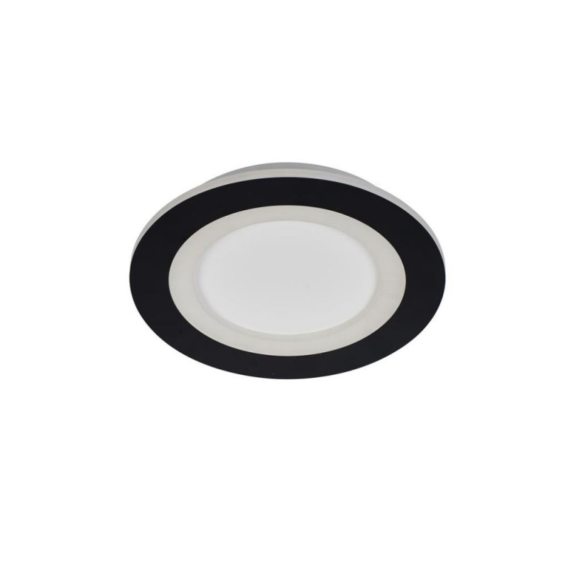 Searchlight-44713BK - Ringo - Matt Black & White CCT Flush with Remote Control ∅ 39 cm