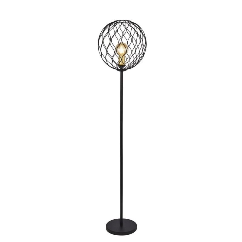 Table & Floor Lamp - Finesse - Black & Gold Cage Floor Lamp Searchlight-4509BK - Finesse - Black & Gold Cage Floor Lamp
