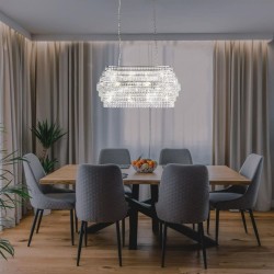 Rene - Chrome 12 Light over Island Fitting with Crystal