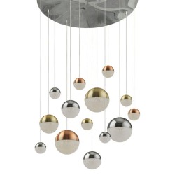 Planets - Multicoloured 14 Light LED Cluster Pendant with Crystal