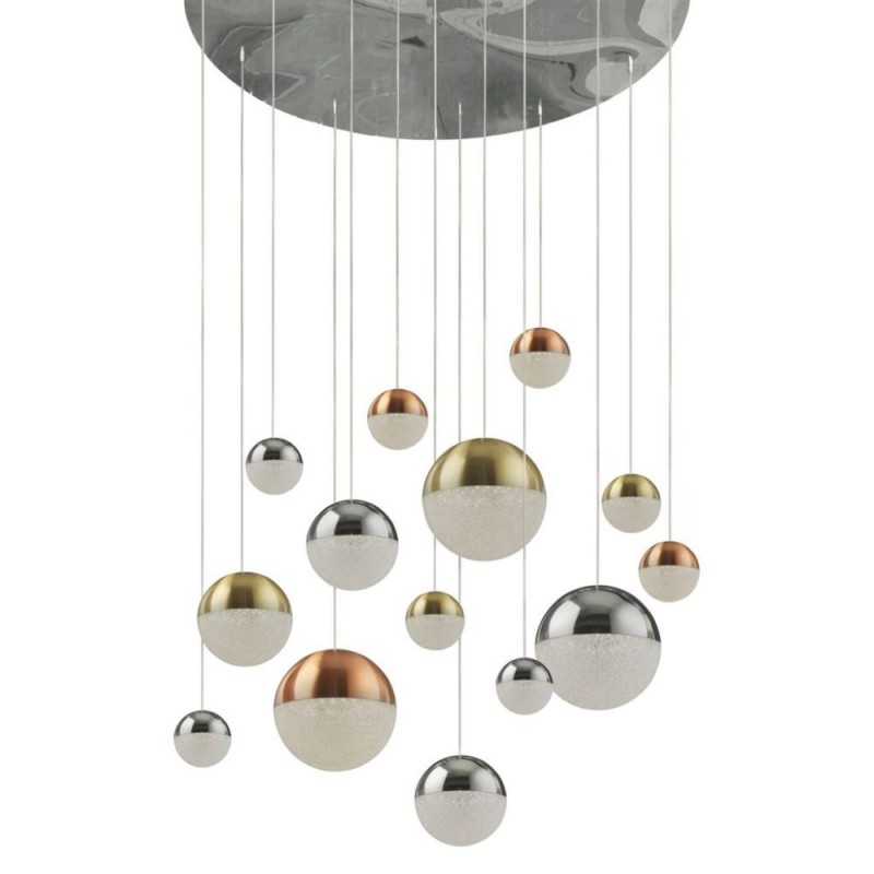 Searchlight-4514-14 - Planets - Multicoloured 14 Light LED Cluster Pendant with Crystal