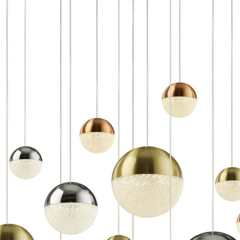 Searchlight-4514-14 - Planets - Multicoloured 14 Light LED Cluster Pendant with Crystal