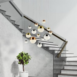 Planets - Multicoloured 14 Light LED Cluster Pendant with Crystal