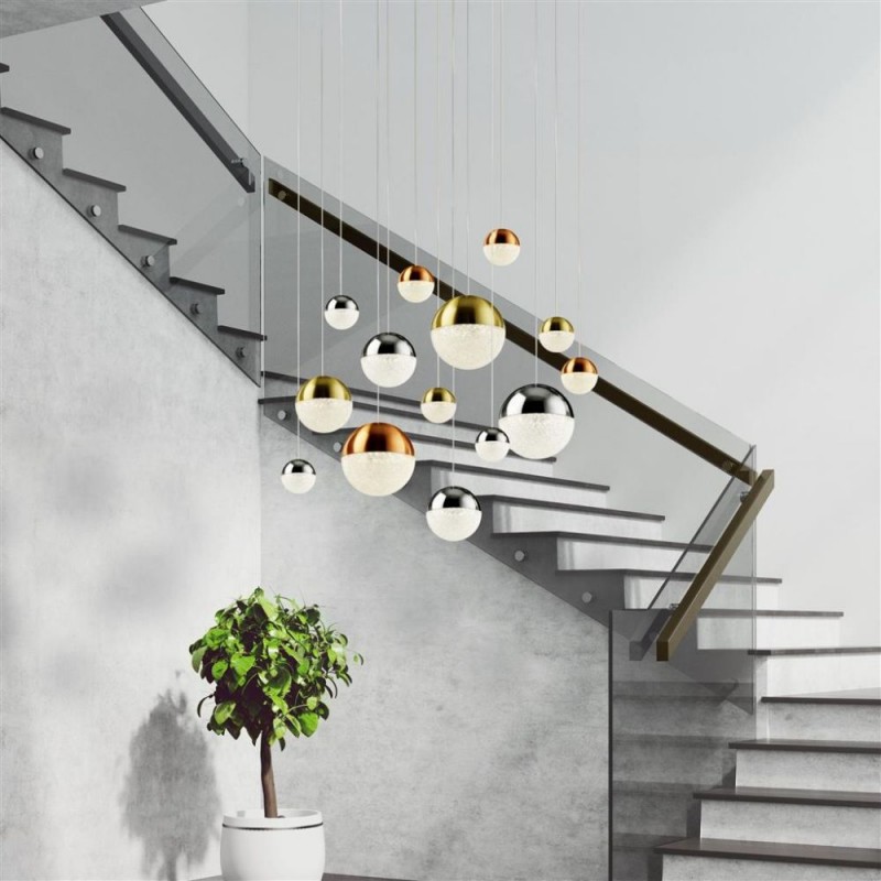 Searchlight-4514-14 - Planets - Multicoloured 14 Light LED Cluster Pendant with Crystal