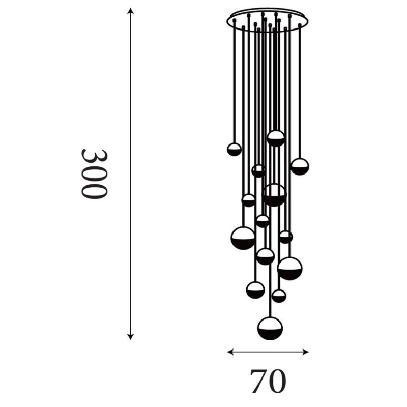 Searchlight-4514-14 - Planets - Multicoloured 14 Light LED Cluster Pendant with Crystal
