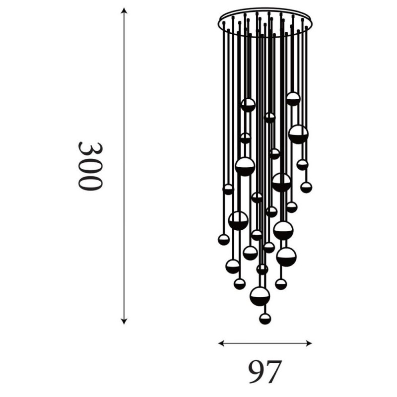 Searchlight-4527-27 - Planets - Multicoloured 27 Light LED Cluster Pendant with Crystal