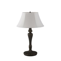 Emily - Bronze & Black 2 Light Table Lamp with White Linen Shade