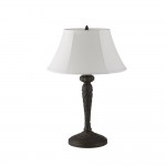 Amy - Bronze & Black 2 Light Table Lamp with White Linen Shade