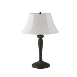 Amy - Bronze & Black 2 Light Table Lamp with White Linen Shade