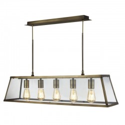 Voyager - Antique Brass & Glass 5 Light over Island Fitting Voyager - Antique Brass & Glass 5 Light over Island Fitting