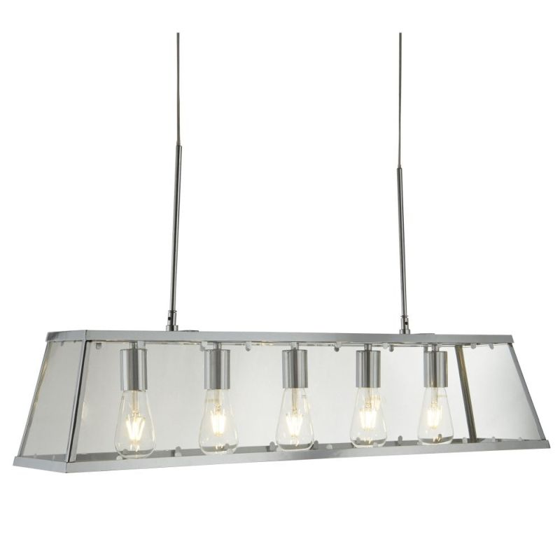 Kitchen Lights - Voyager - Polished Chrome & Glass 5 Light over Island Fitting Searchlight-4614-5CC - Voyager - Polished Chrome & Glass 5 Light over Island Fitting