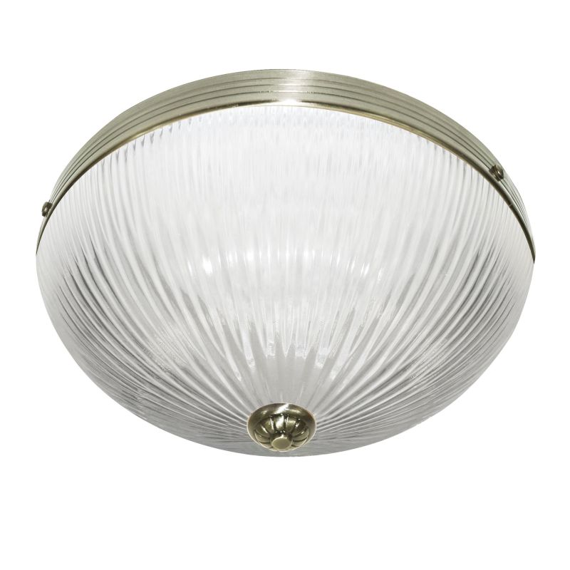 Searchlight-4772AB - Windsor II - Antique Brass 2 Light Flush with Ribbed Glass